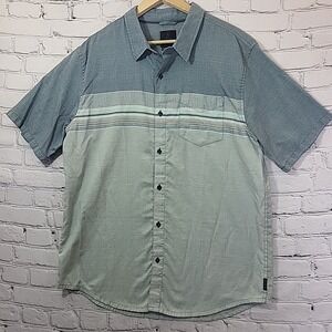 prAna Shirt‎ Mens XL Blue Casual Short Sleeve Hiking Stretch Lightweight Breathe
